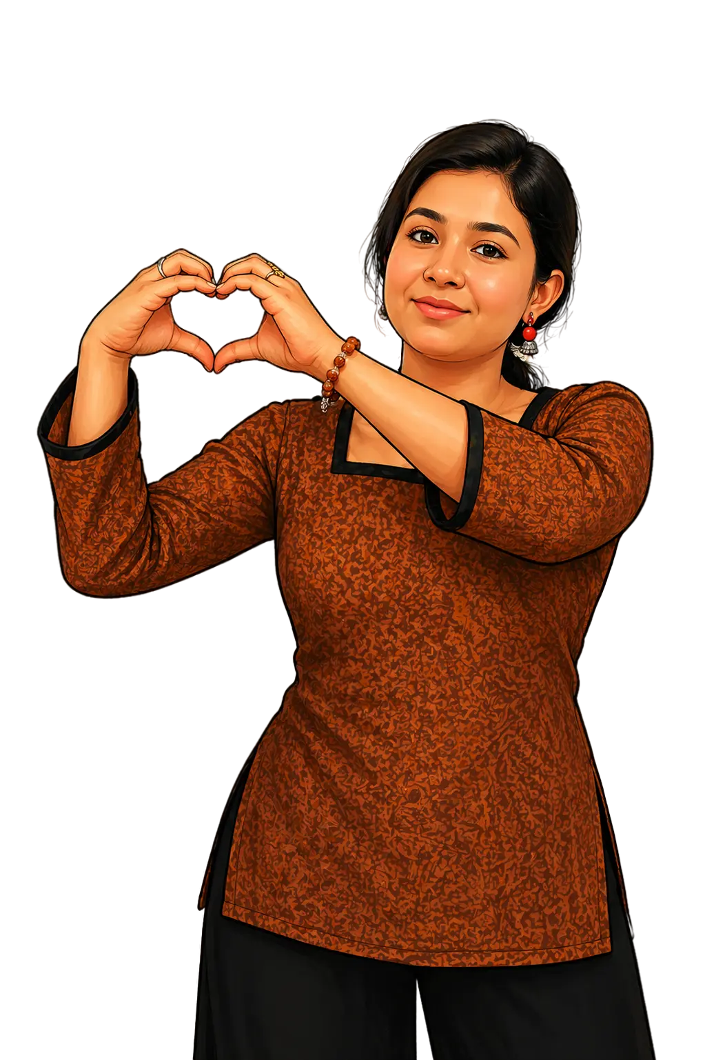 Swagsay founder making a heart with her hands